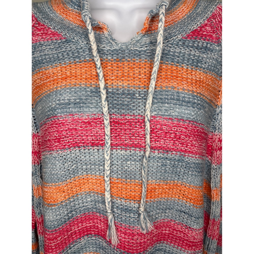 J Jill Womens Striped Hoodie Cotton Linen Sweater Size MP Coastal Nantucket - Picture 3 of 10